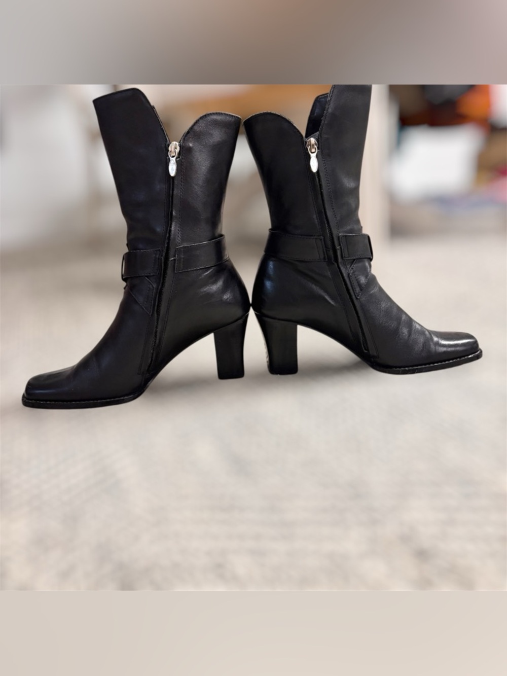 Vintage Women's 'Harley Davidson' Square Toe Black Boot - SZ 9 - Picture 4 of 6